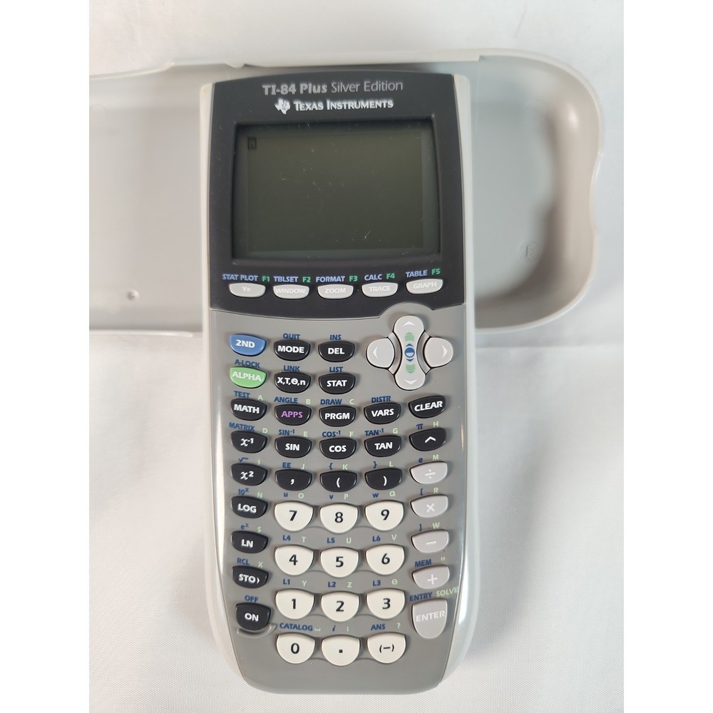 TI-84 Plus Silver Edition Graphing Calculator Gray With Case Works Office School